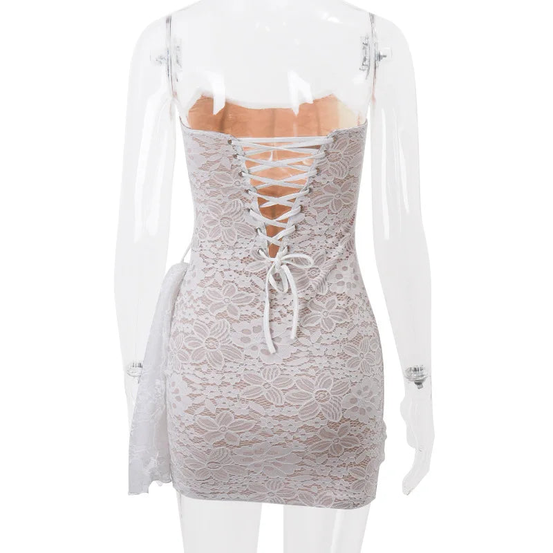 Elegant Vintage See-Through Stretch Lace Dress for Women