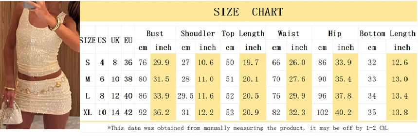 Glam Sequin Halter Crop Top and Mini Skirt Set for Women