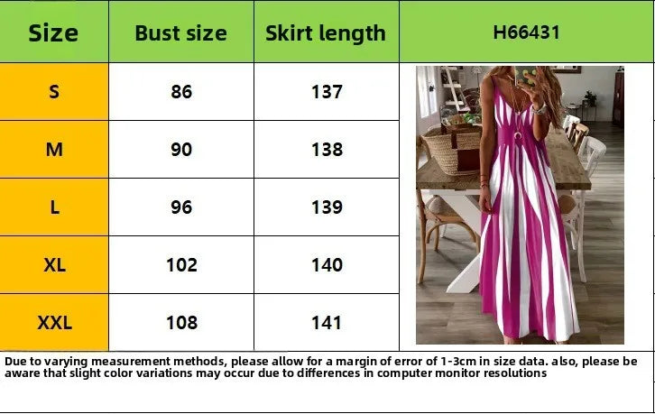 Casual Striped Sleeveless Knit Maxi Dress For Women