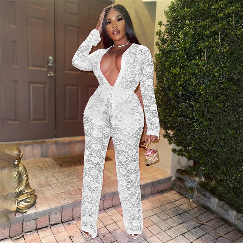 Sexy Lace Sheer Open Stitch Two Piece Set for Women
