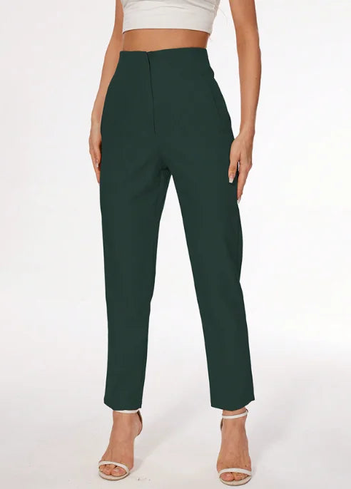 Solid Color Office Slim Fit Pencil Pants for Women