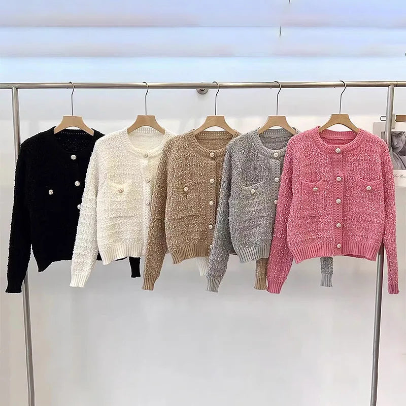 Cozy O Neck Cardigan With Pockets
