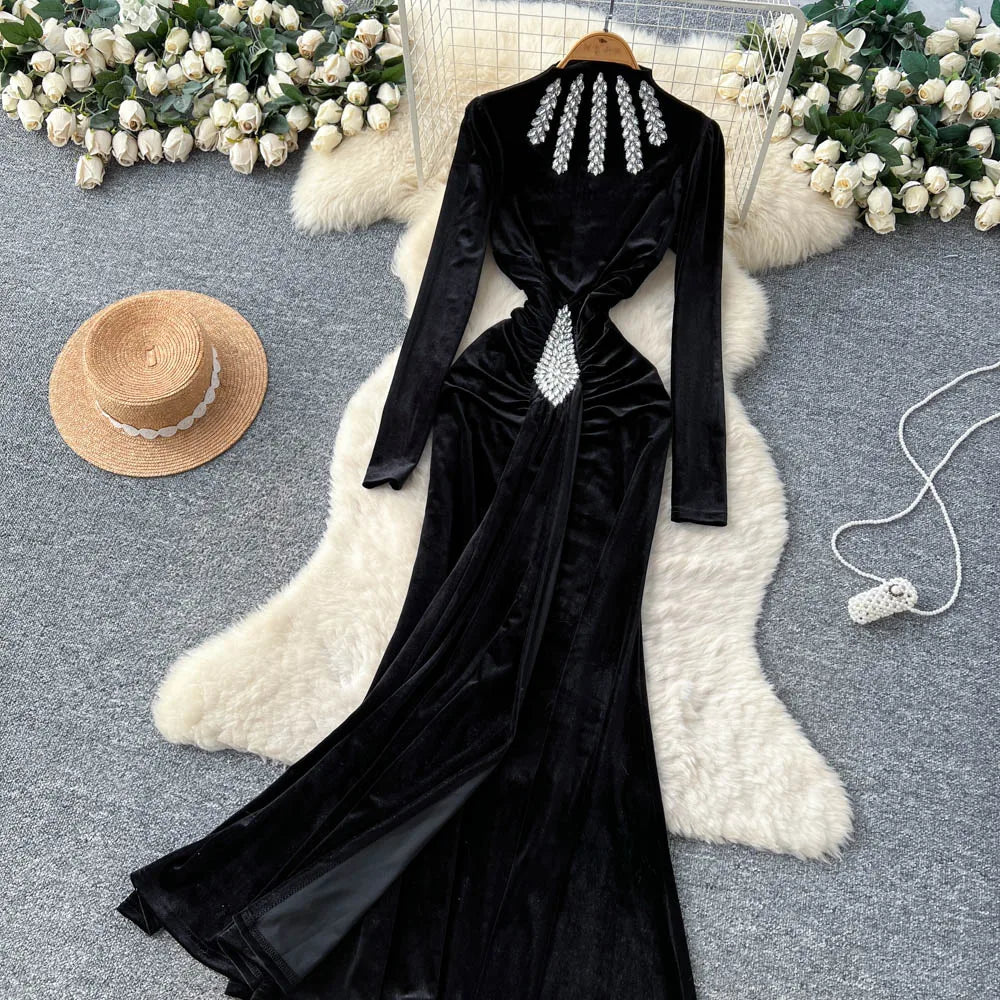 Ruched Velvet Sash Dress