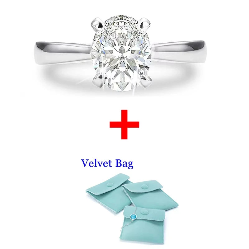 Oval Cut Moissanite Sterling Silver Engagement Ring for Women