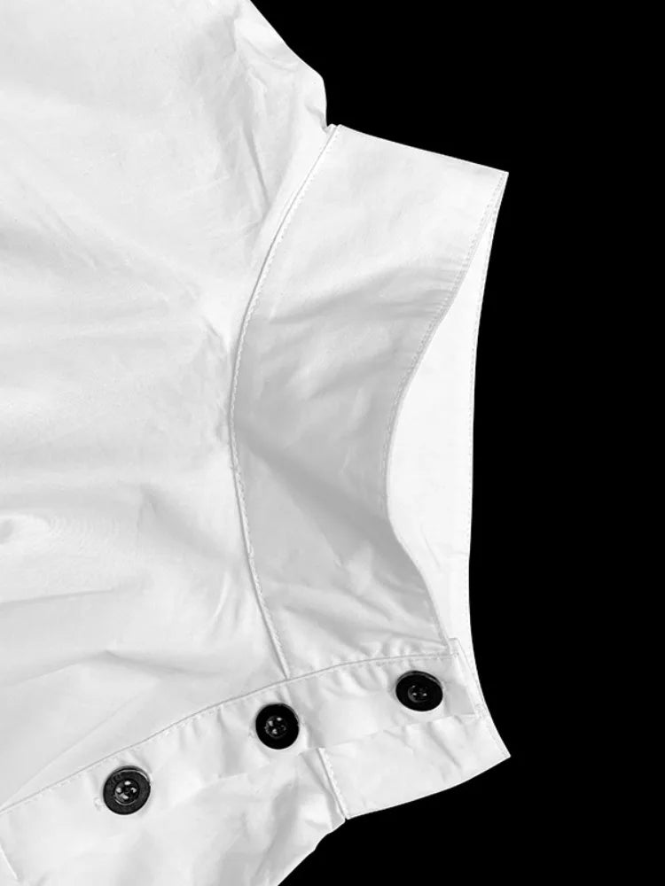 Beautyblue Women's Ubran Blouses White Shirts Tops Fashion Cotton Stand Collar Loose Long Sleeves Buttons Simple Women Clothing