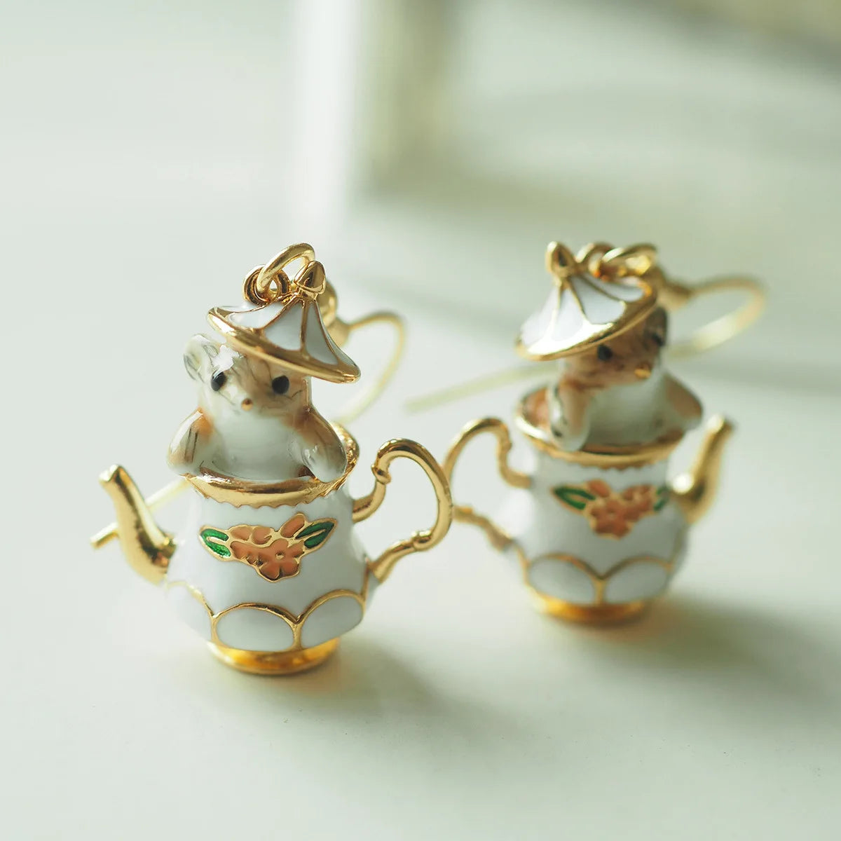 Cute Chipmunk Pendant Necklace and Earring Set for Women