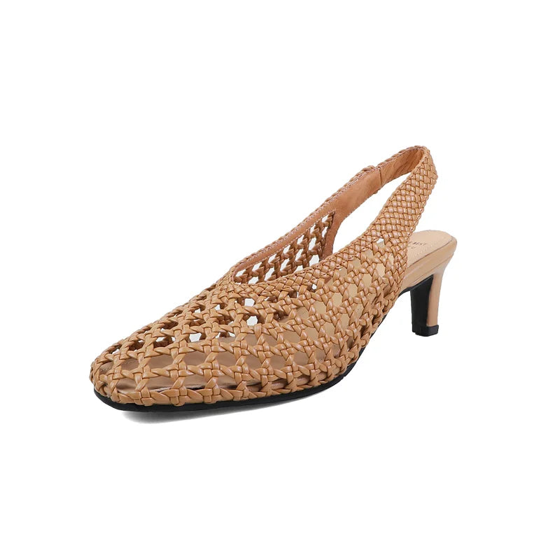 Handmade French Style Cut Out Weave Sandals for Women