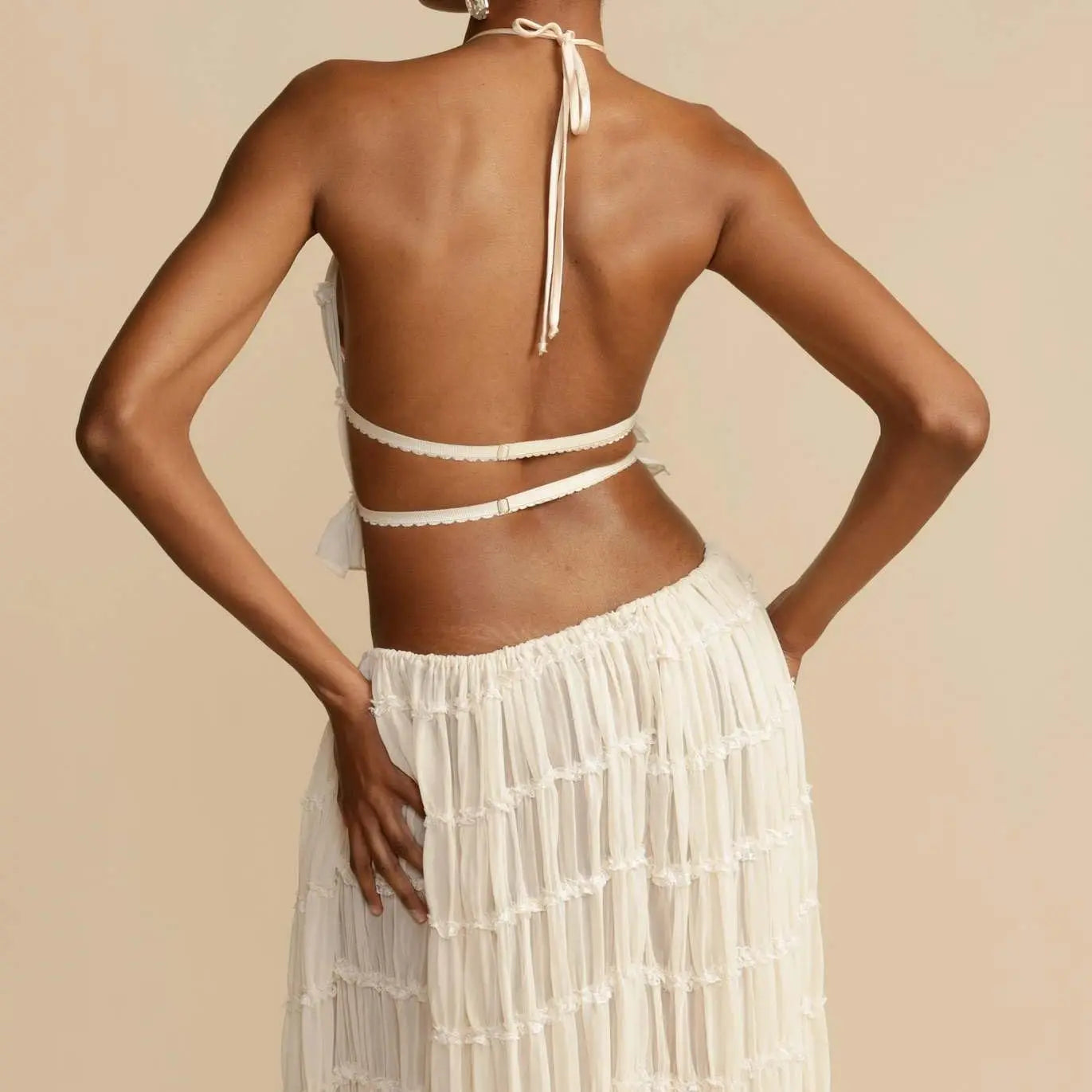 Boho Backless Halter Two Piece Beach Set for Women
