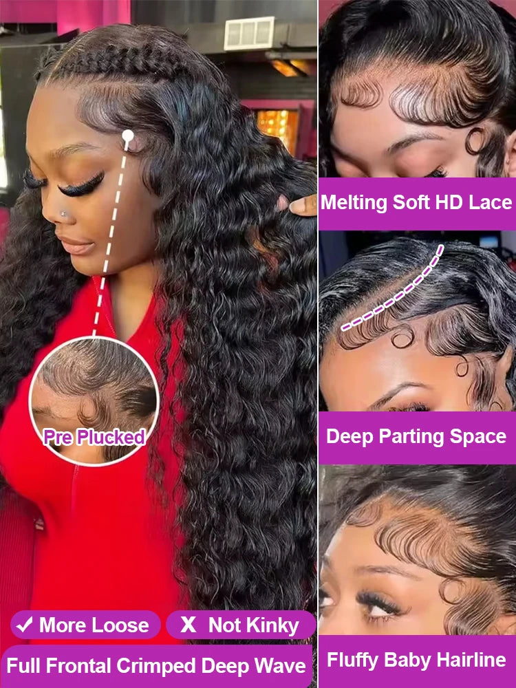 Glueless Deep Wave Water Curl Wig