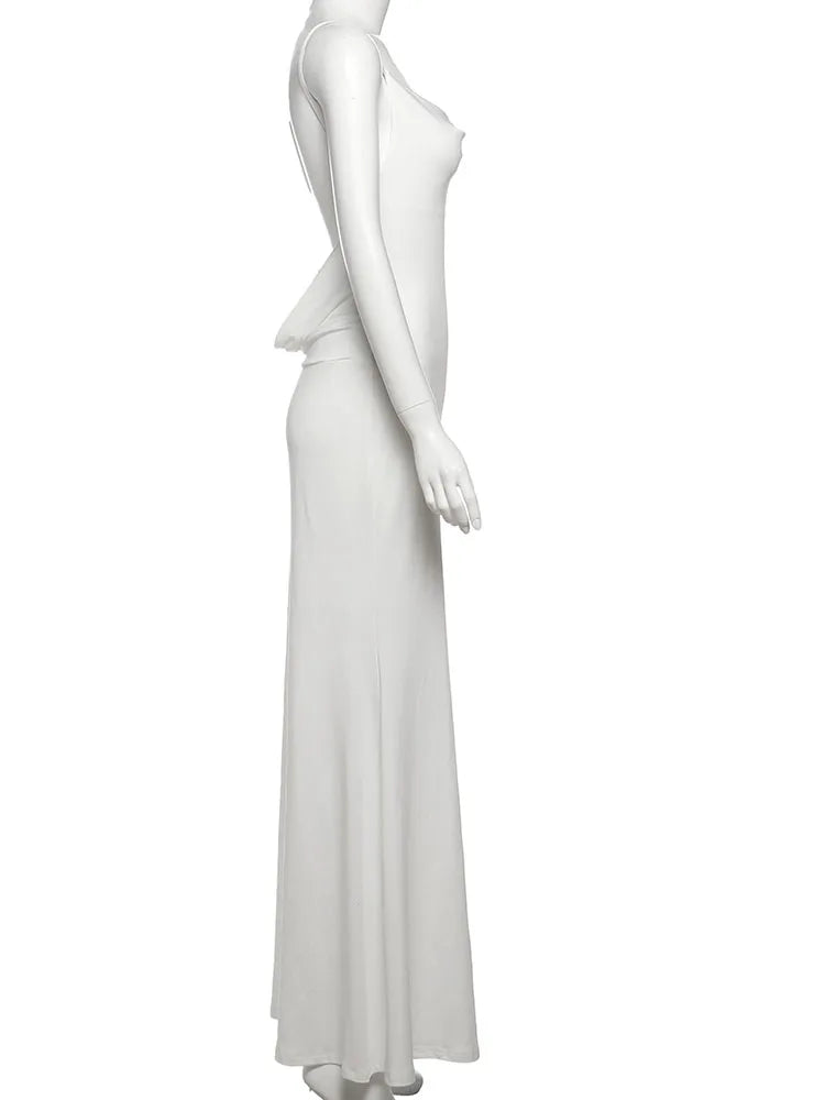 Silky Patchwork Backless Body Shaping Maxi Dress for Women