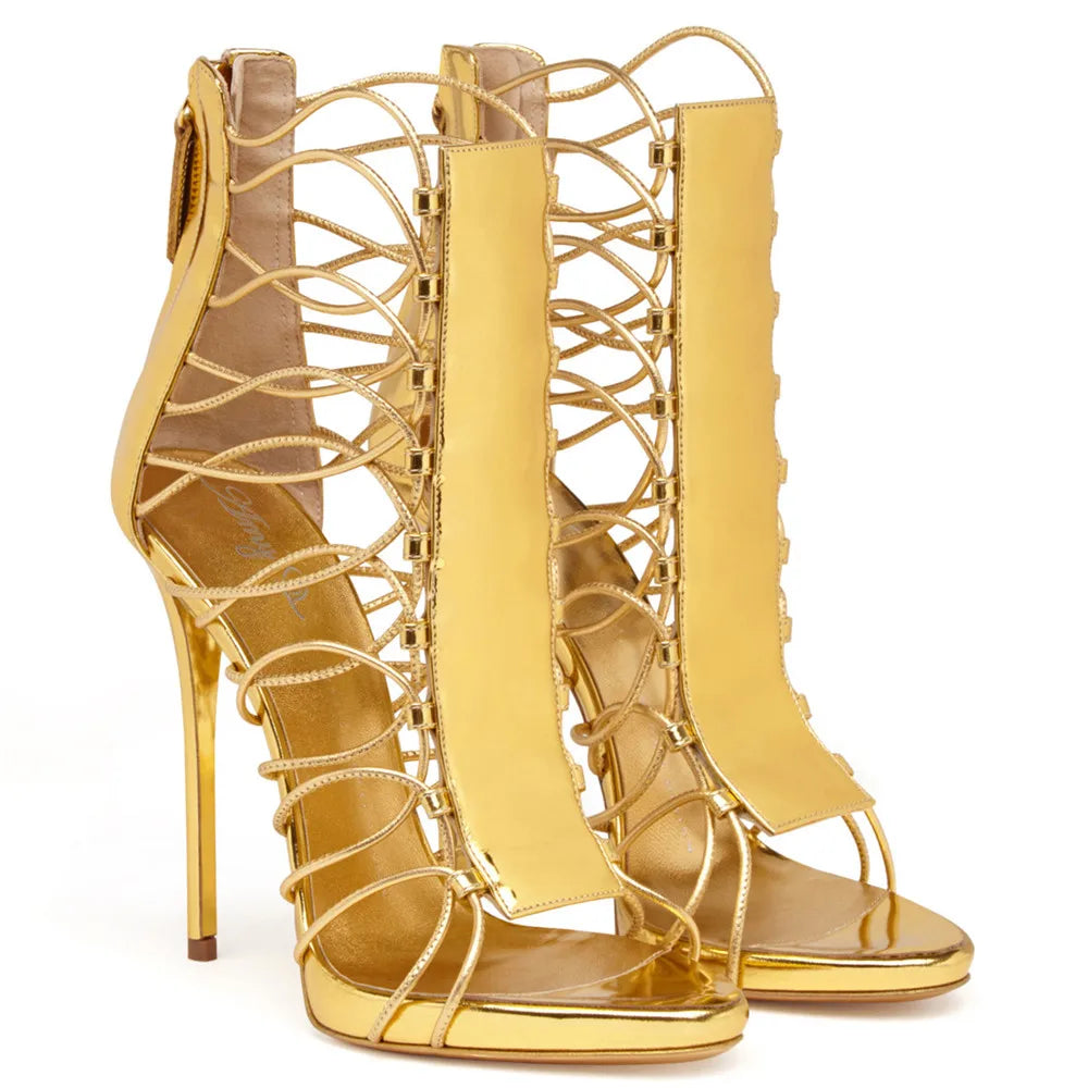 Rhinestone Patent Leather Thin High Heels for Women