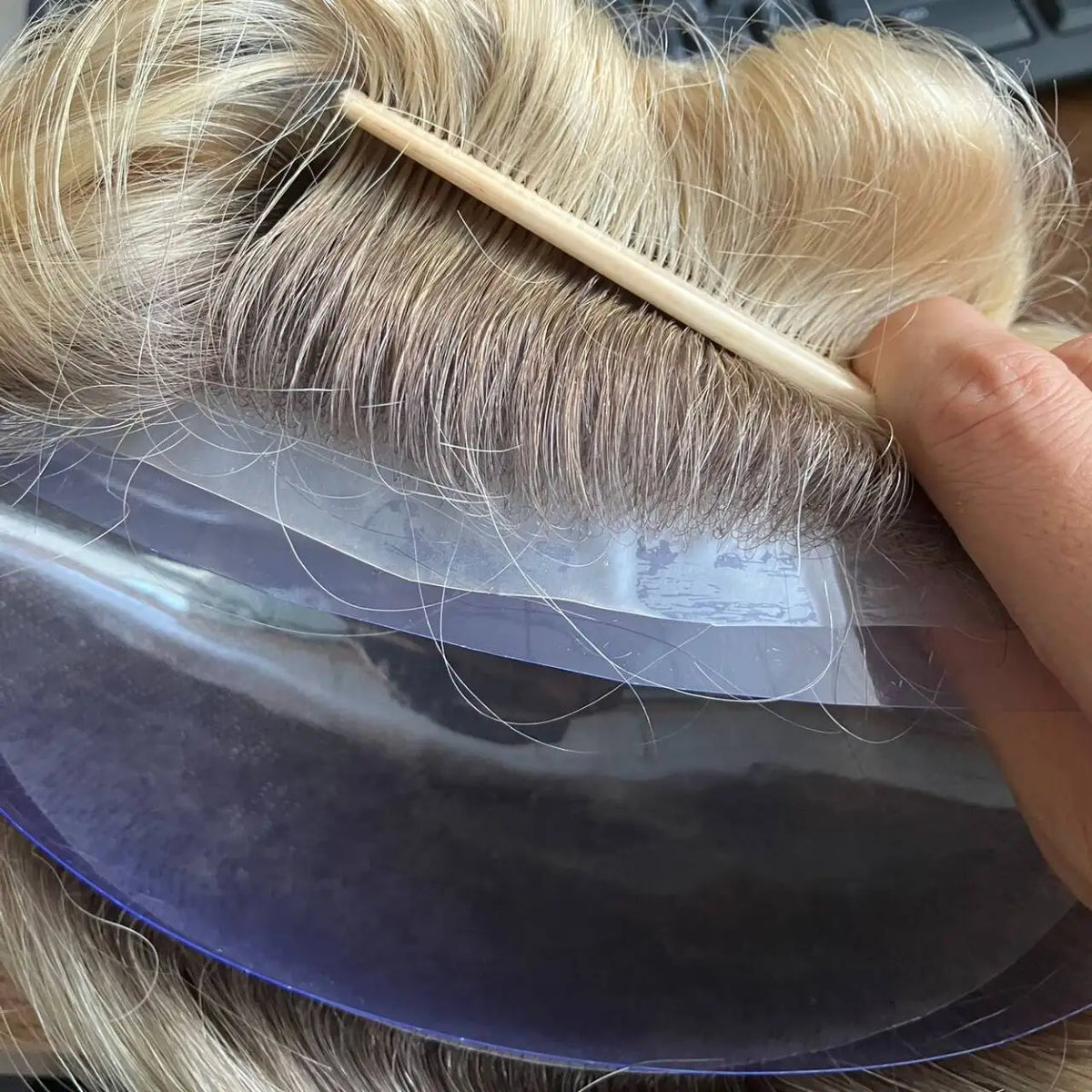 Ombre Blonde Human Hair Replacement Toupee for Women