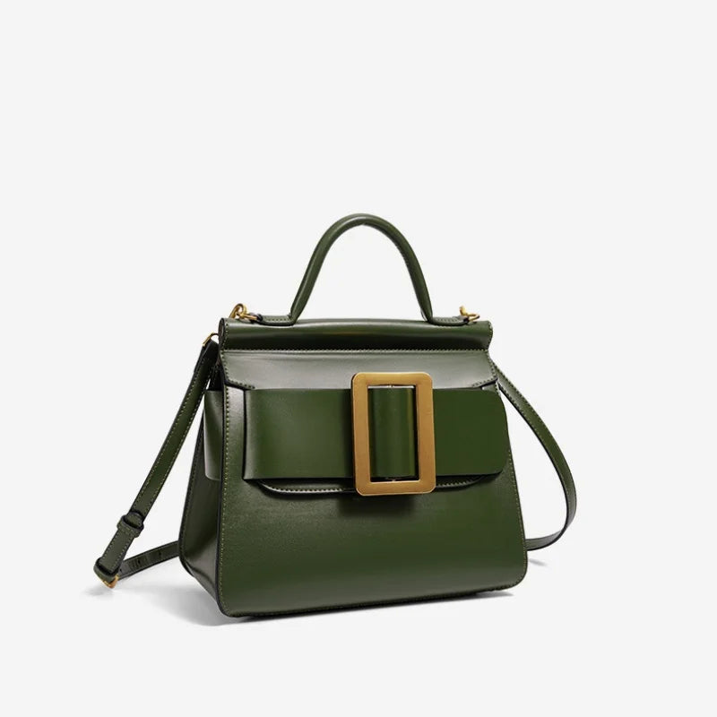 Structured Square Buckle Shoulder Bag