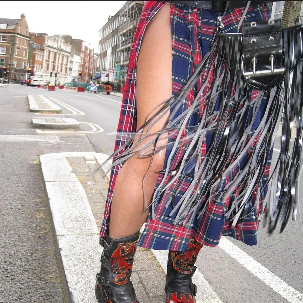 FAGADOER Fashion Streetwear Women High Waisted Plaid Splicing Print Side Slit Mid Skirts Casual Female Y2K Matching Bottoms 2023