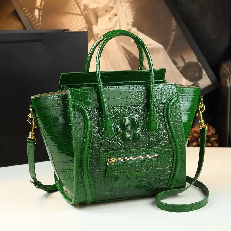 Crocodile Embossed Leather Crossbody Bag for Women