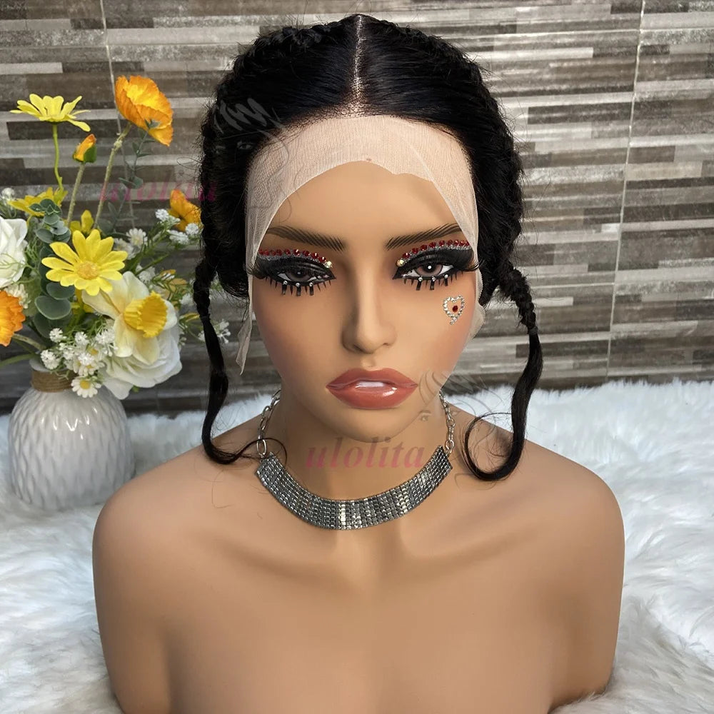 Braided Straight Lace Frontal Human Hair Wig for Women