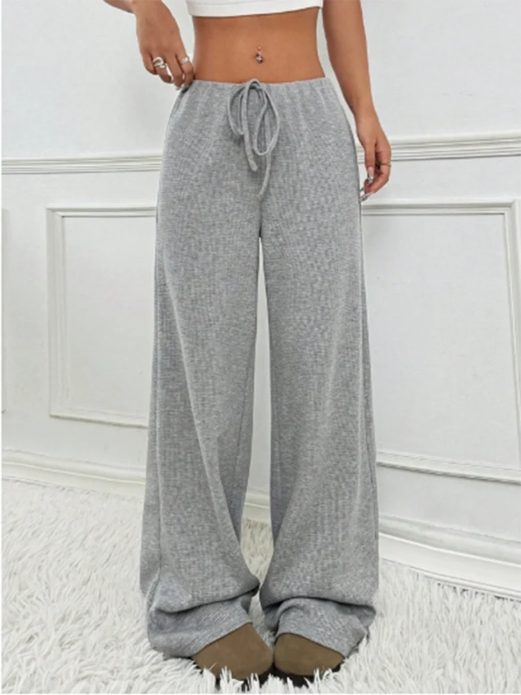 Lace Up Striped Knit Pants