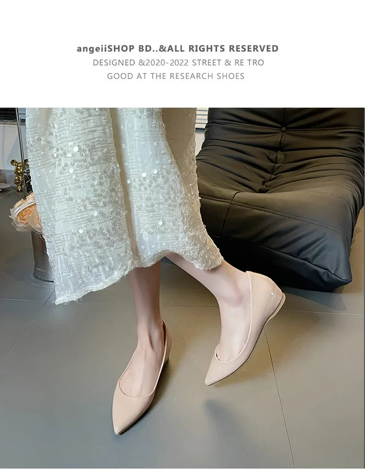 Slip On Pointed Toe Patent Flats
