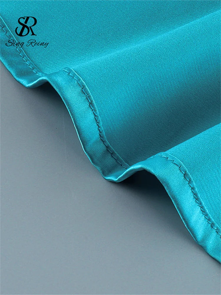 Slim Fit Satin Long Sleeve Button-Up Blouse for Women