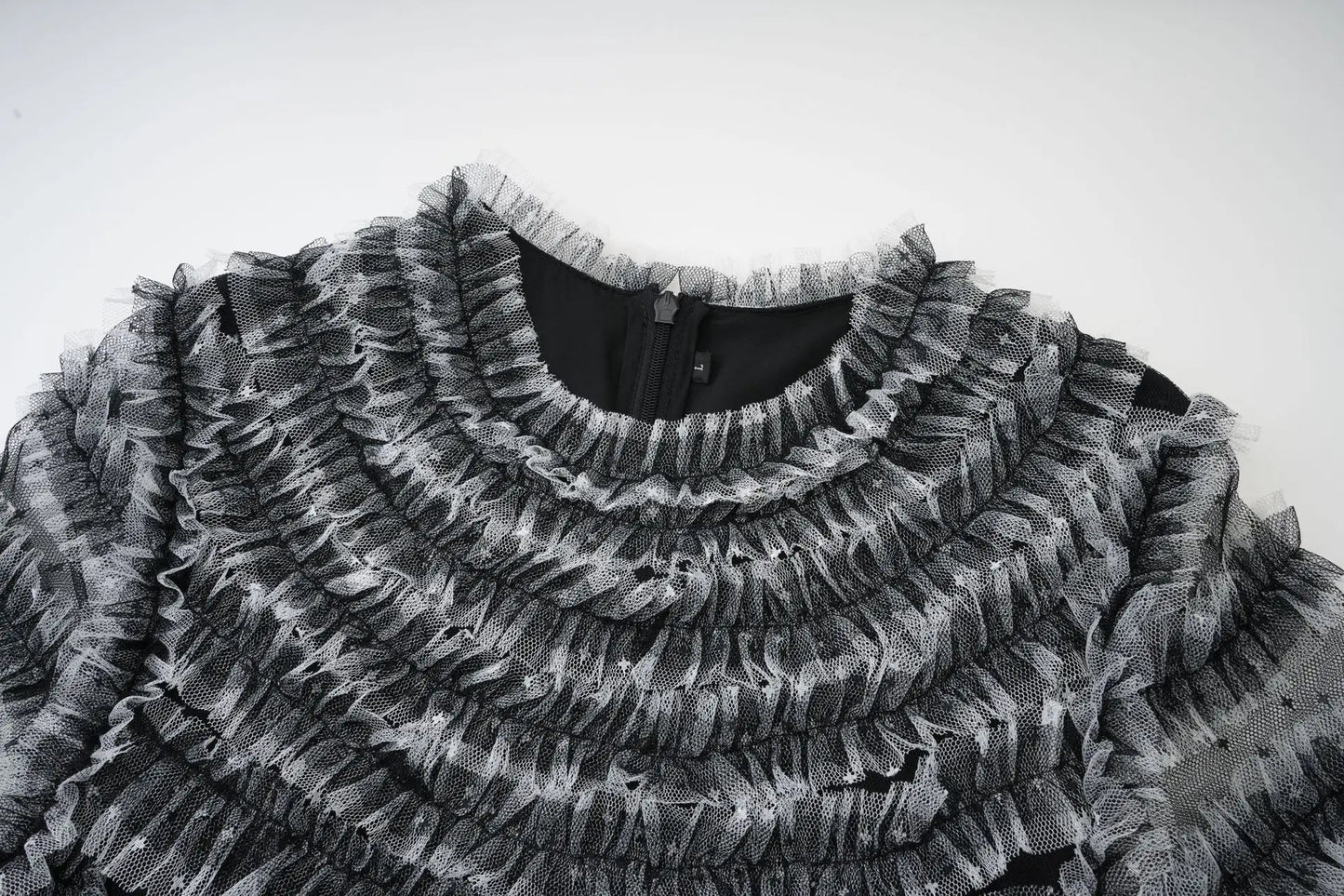 KUCLUT Fashion Women's Multi Layer Mesh Patchwork Dress Elegant Heavy Industry Evening Party Ruffled Short Sleeve Dresses YZJ28