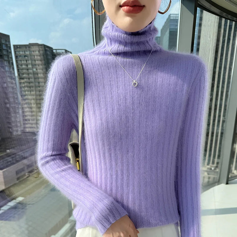 Warm Slim Fit Turtleneck Pullover Sweater for Women