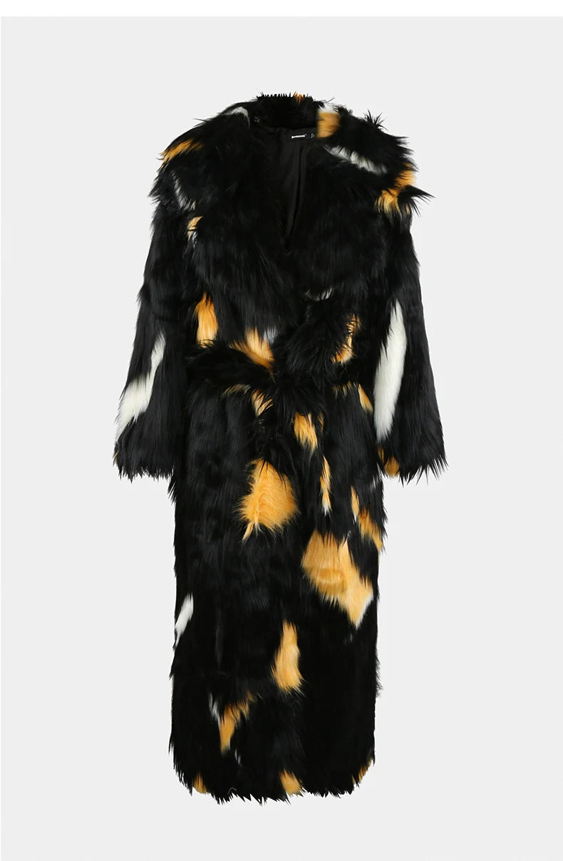 Soft Thick Mandarin Collar Faux Fox Fur Coat For Women