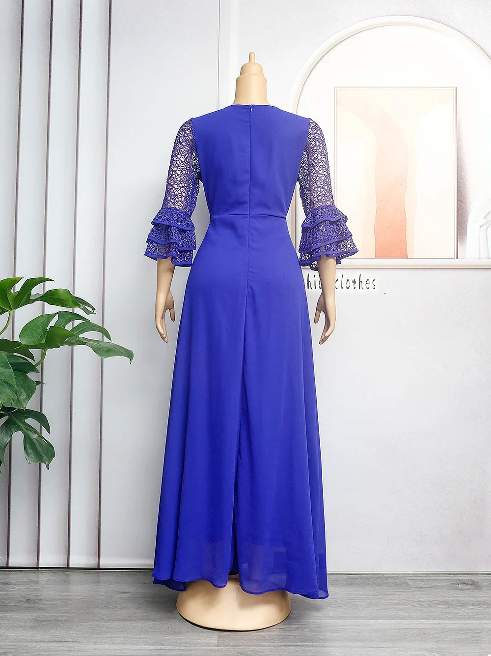 Customized African Wedding Party Dreses for Women Spring Autumn African Short Sleeve V-neck Polyester Green Pink Red Long Dress