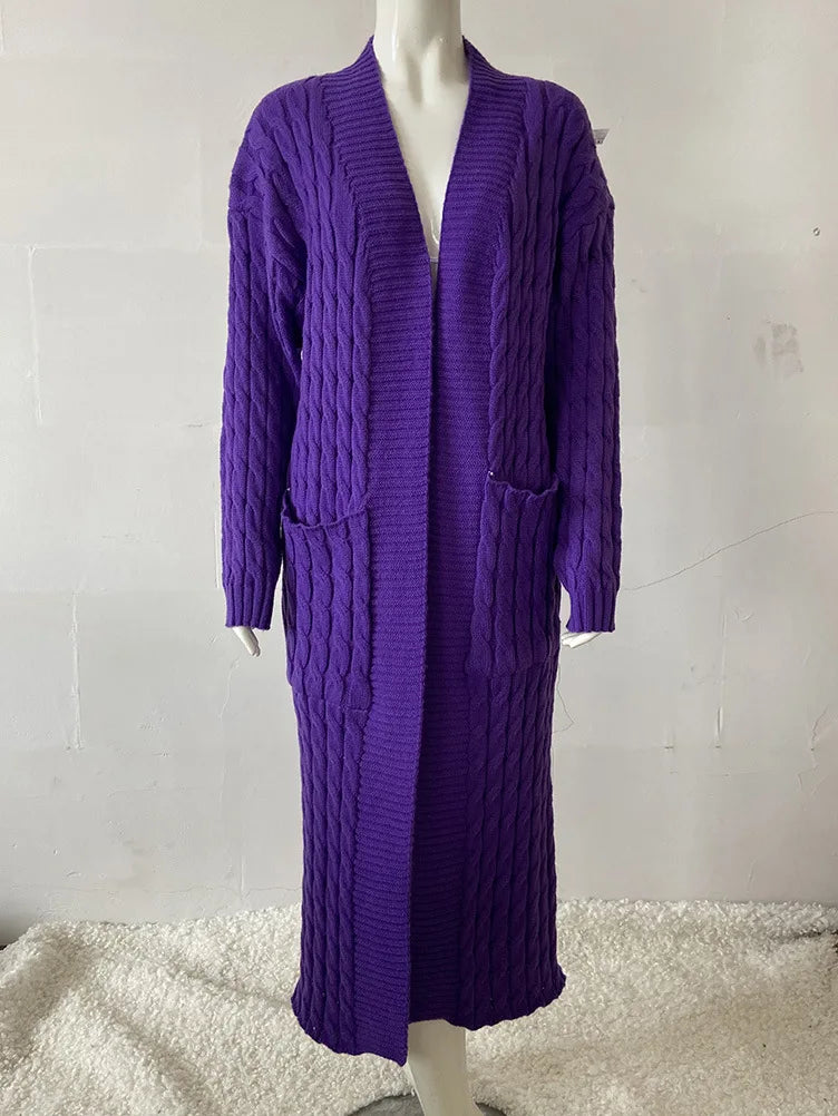 Long Sleeve Crochet Knit Cardigan Sweater for Women