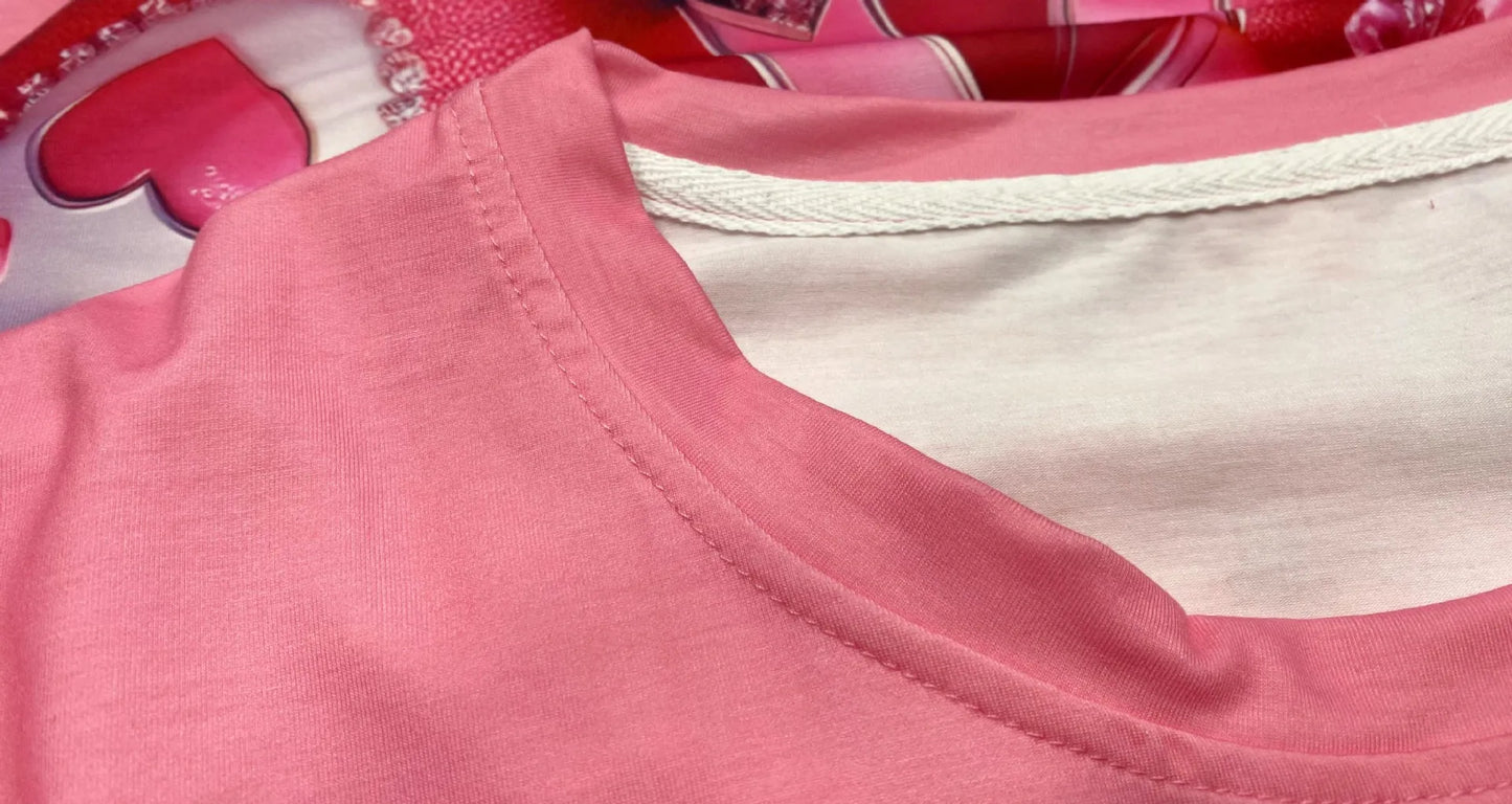 Cartoon Bear Heavy Industry Bead Crew Neck Short Sleeve T-Shirt Summer Printed Fashion Half Sleeve Top Women's Clothing