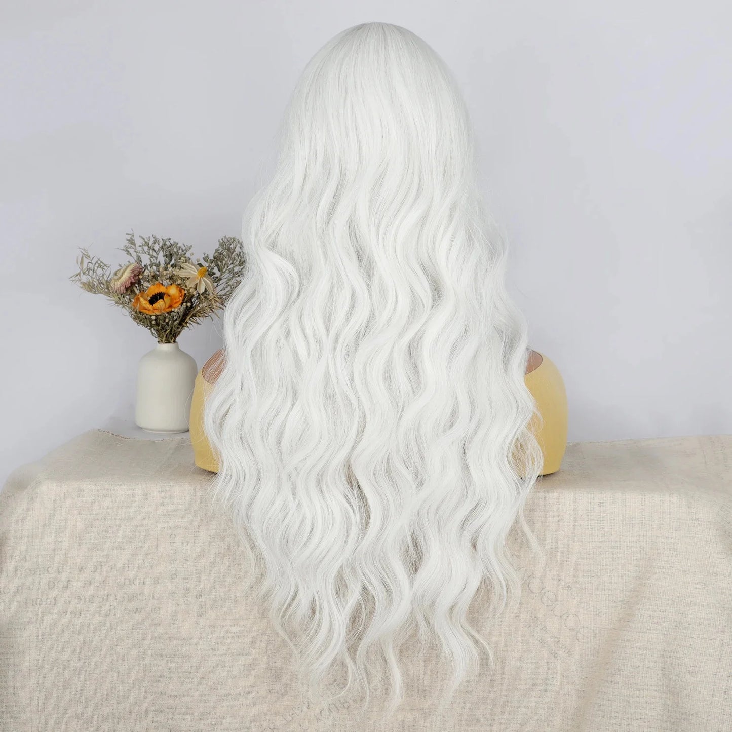 White Long Curly Synthetic Heat Resistant Wig for Women