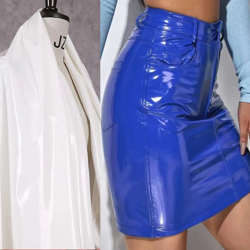 High Waist Leather Mini Skirt with Pockets for Women