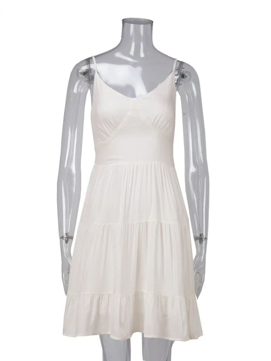Linen Camisole Dress With Ruffle Hem