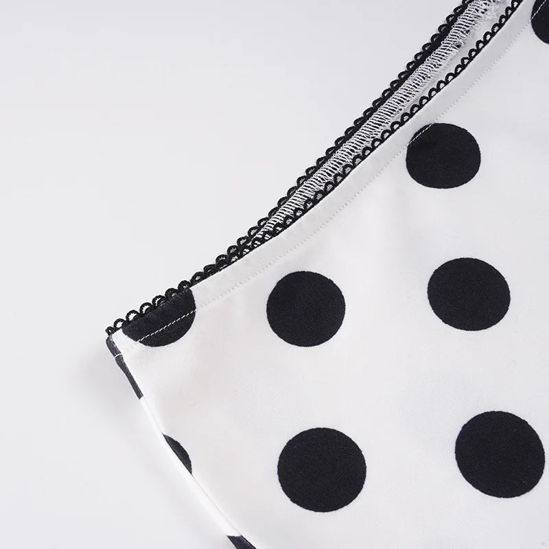 Mesh Letter Print See Through Polka Dot Two Piece Set for Women