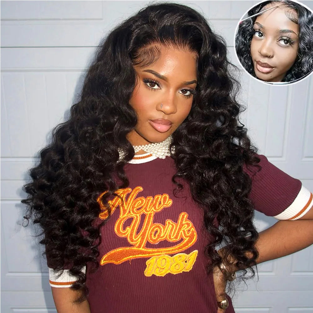 Deep Wave Glueless Lace Closure Human Hair Wig for Women