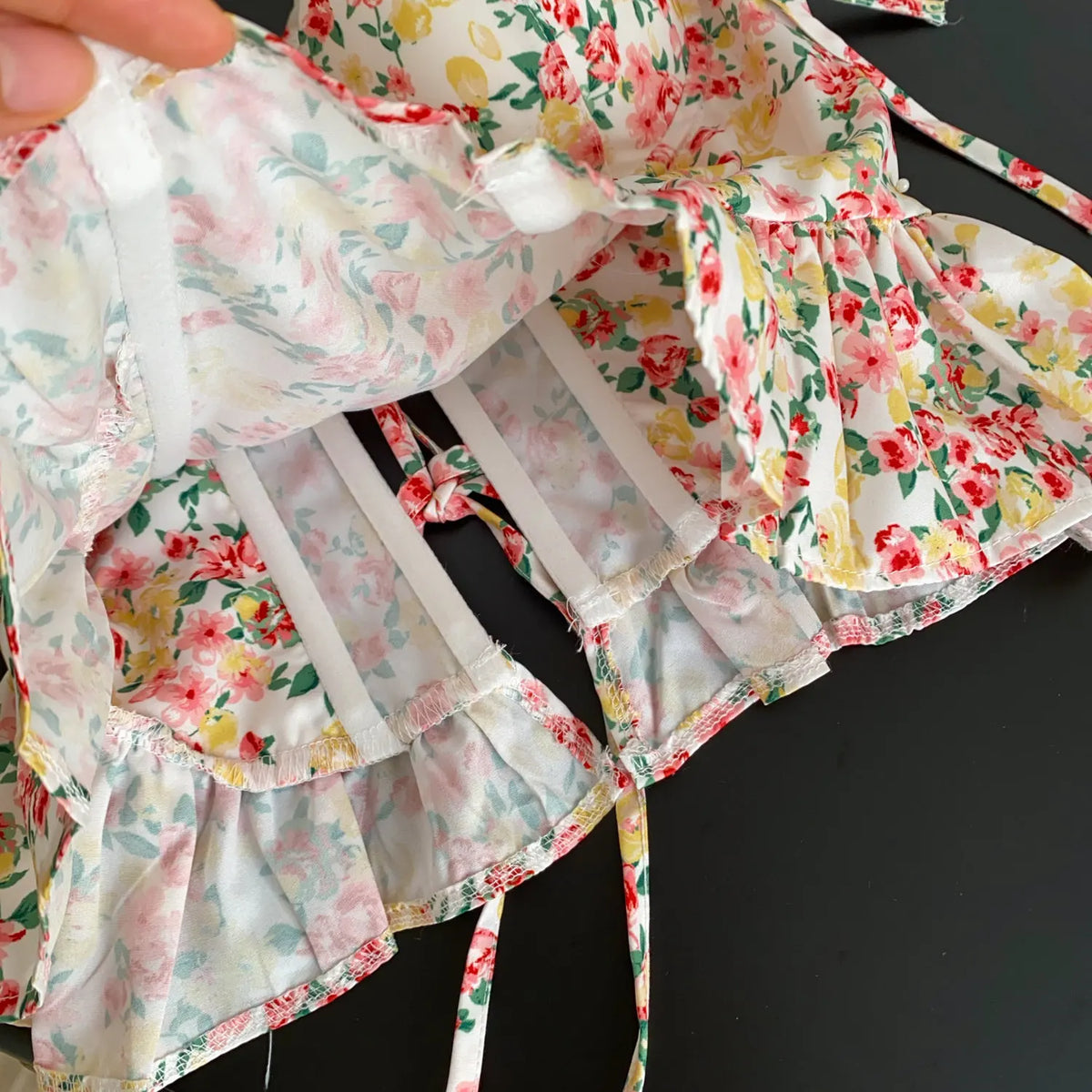 Summer Floral Lace-Up Corset Camisole Top for Women