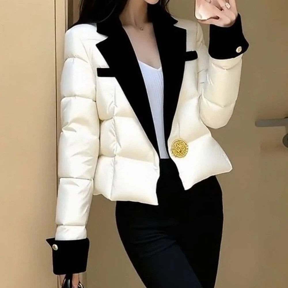 Warm Winter Pink Cotton Jacket With Chic Minimal Design for Women