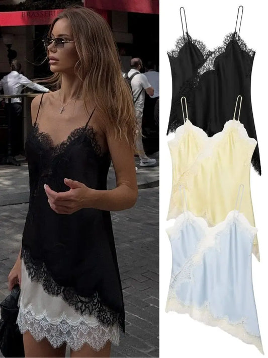 Asymmetrical Lace Backless Camisole