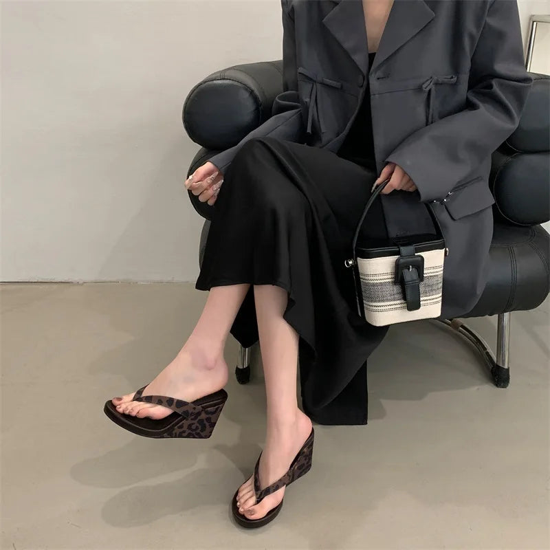 All Day Comfort Summer Beach Clip Toe Platform Wedges for Women