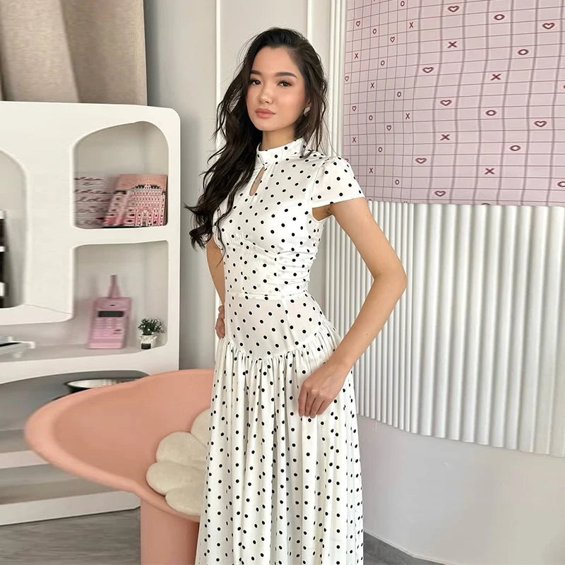 Elegant Hollow Out Lace Up Ankle Length Dress for Women