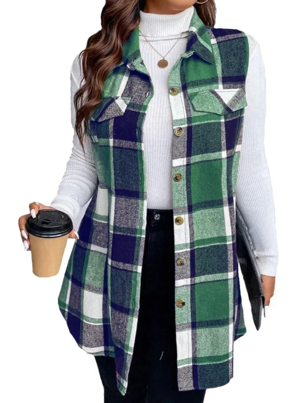 Plaid Sleeveless Shirt