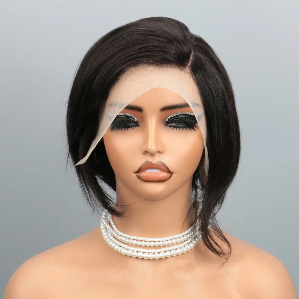 Short Curly Brazilian Human Hair Lace Front Wig for Women