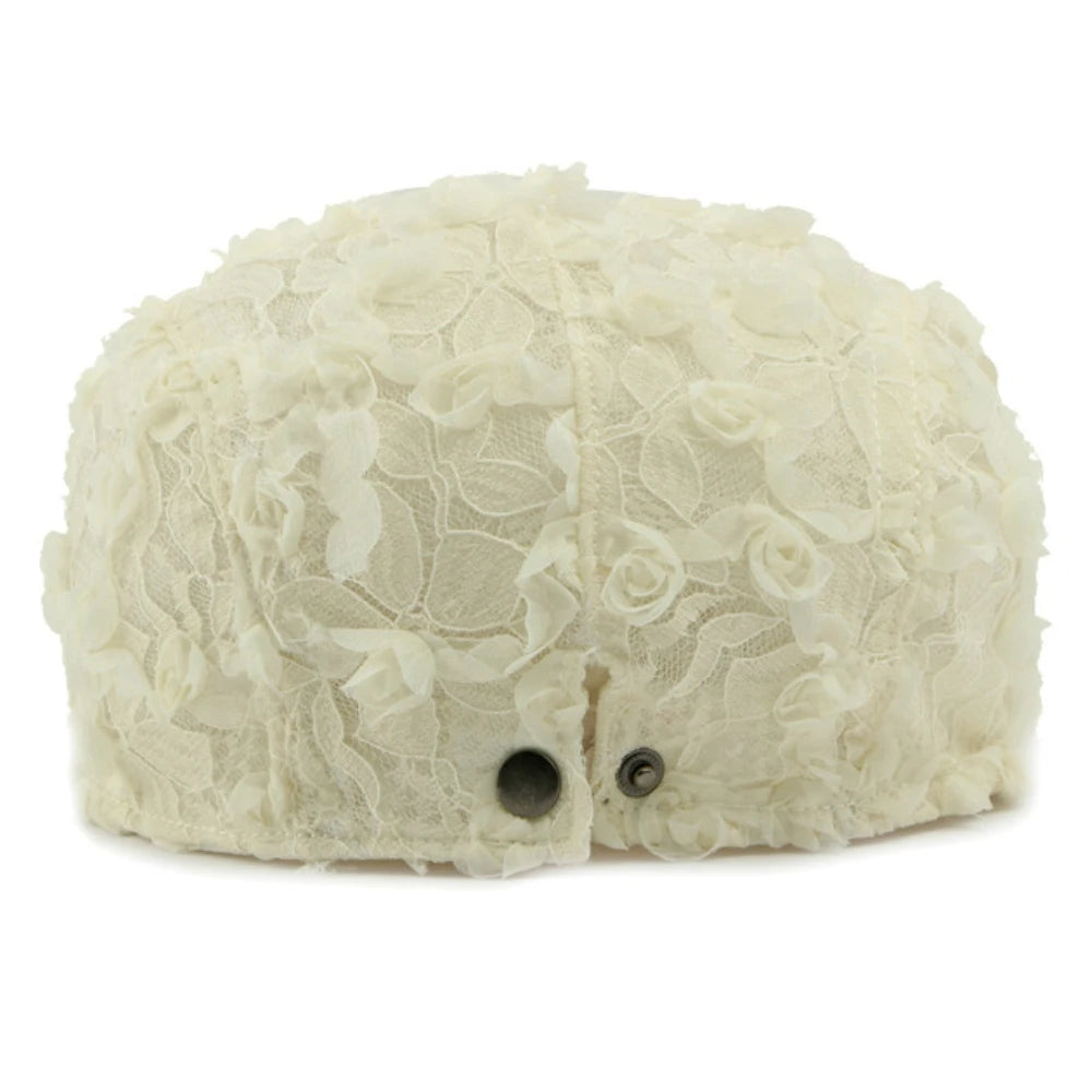 Spring Summer Floral Lace Mesh Beret Hat for Women