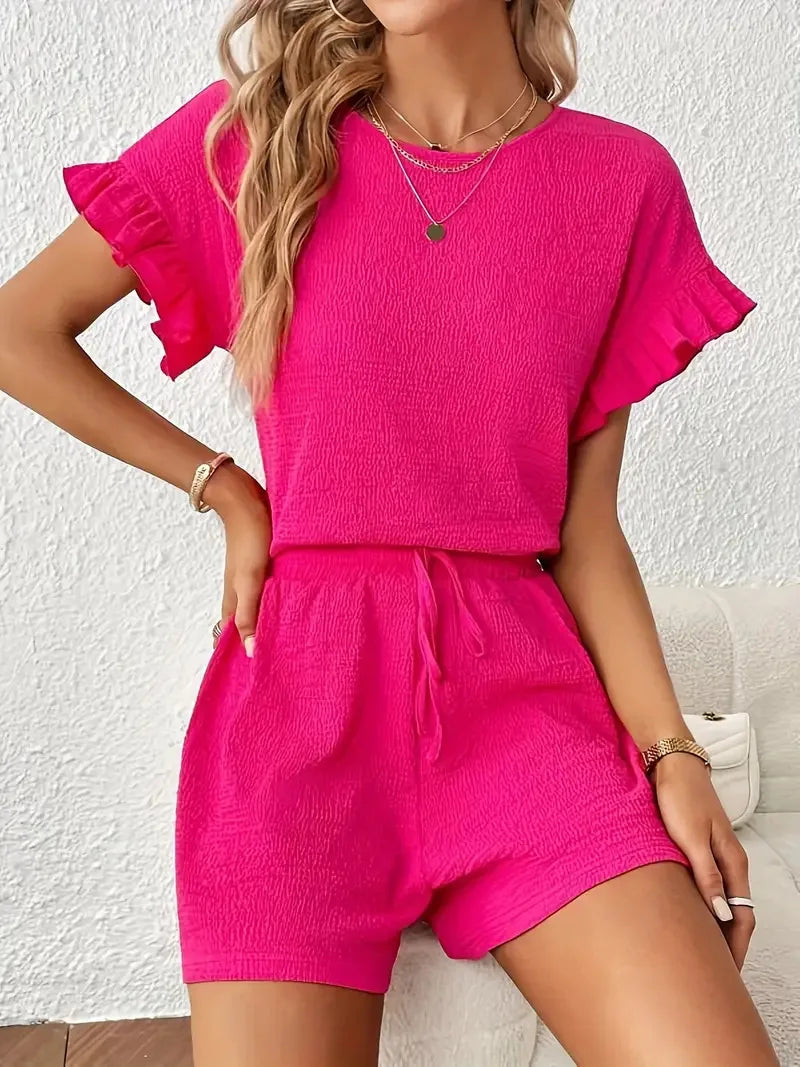 Casual Vacation Wear Two Piece Shorts Set for Women