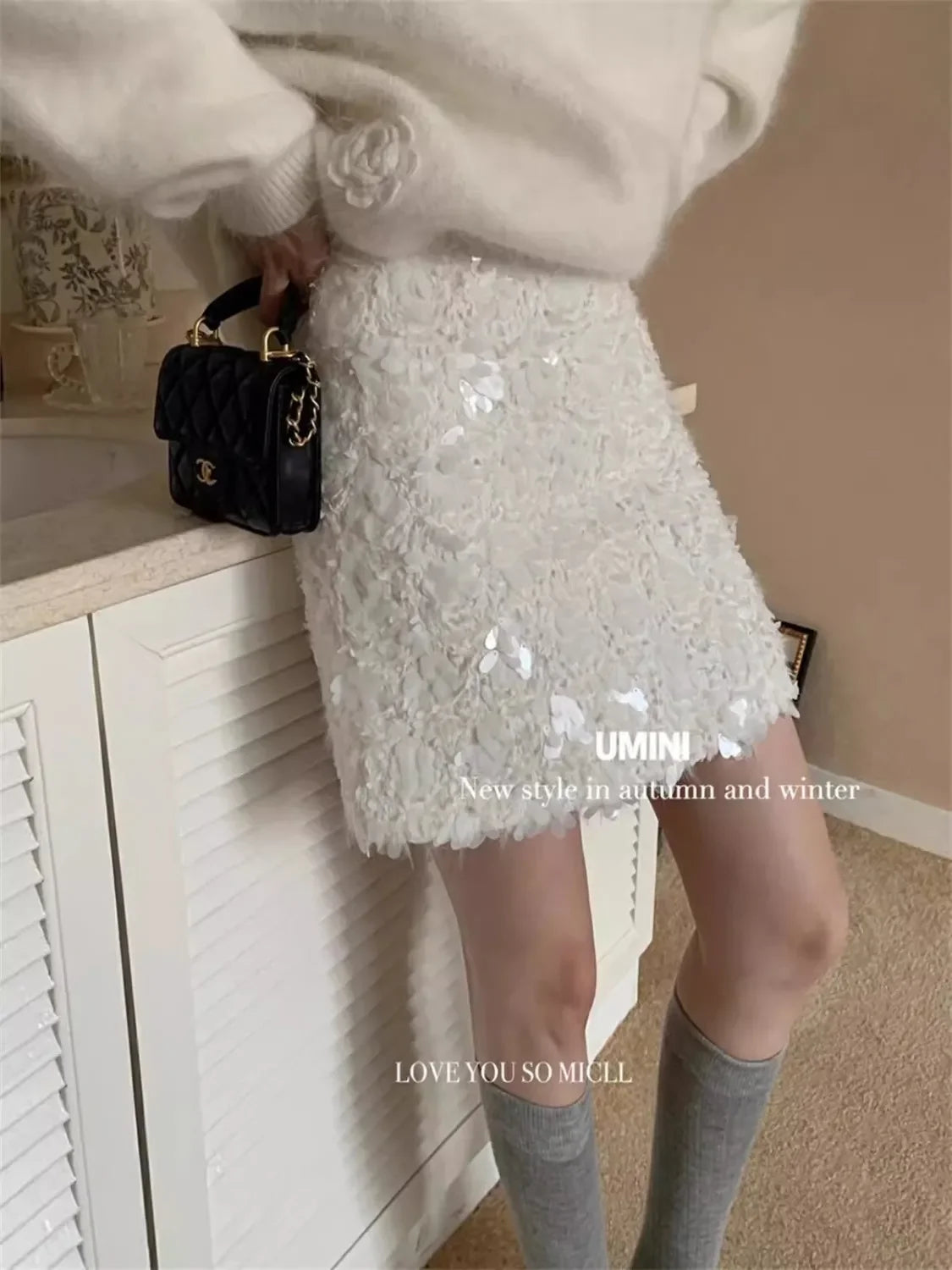 Wrapped Hip Sequin Mini Skirt