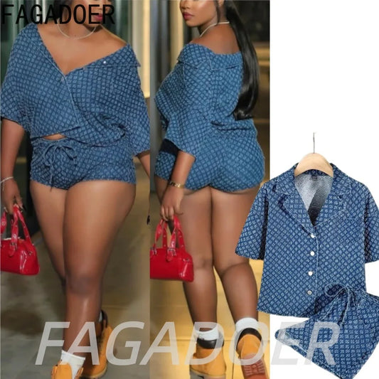 Sky Blue Lace Up Denim Set