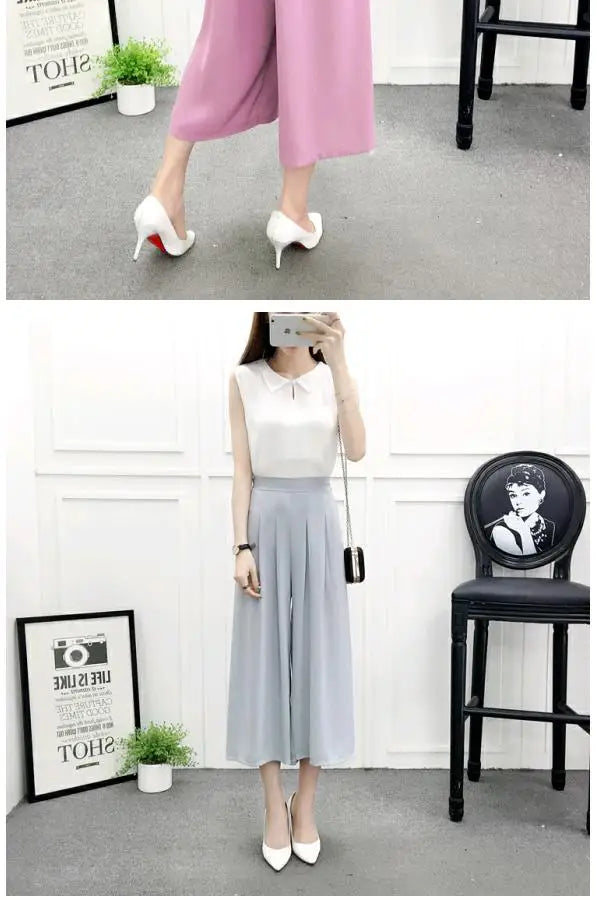 High Waist Pleated Wide Leg Cotton Linen Pants For Women