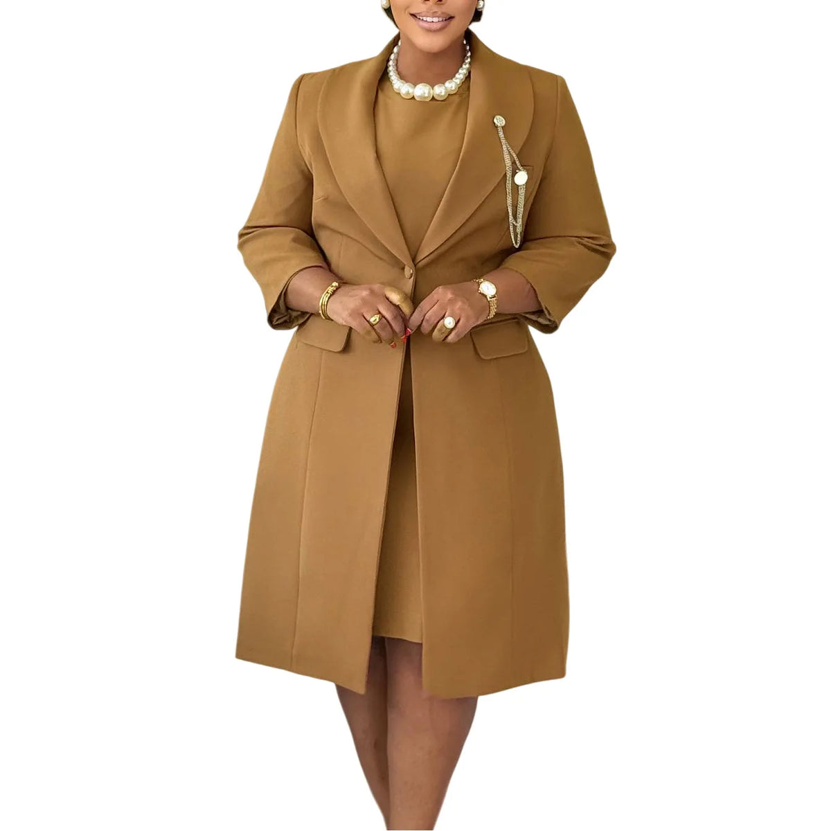 Slim Two-Piece Blazer Jacket and Mini Dress Set for Women