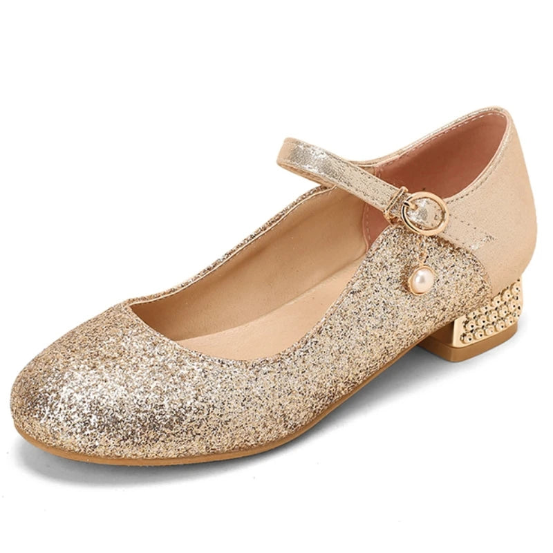 Sequined Square Toe Mary Jane Pumps
