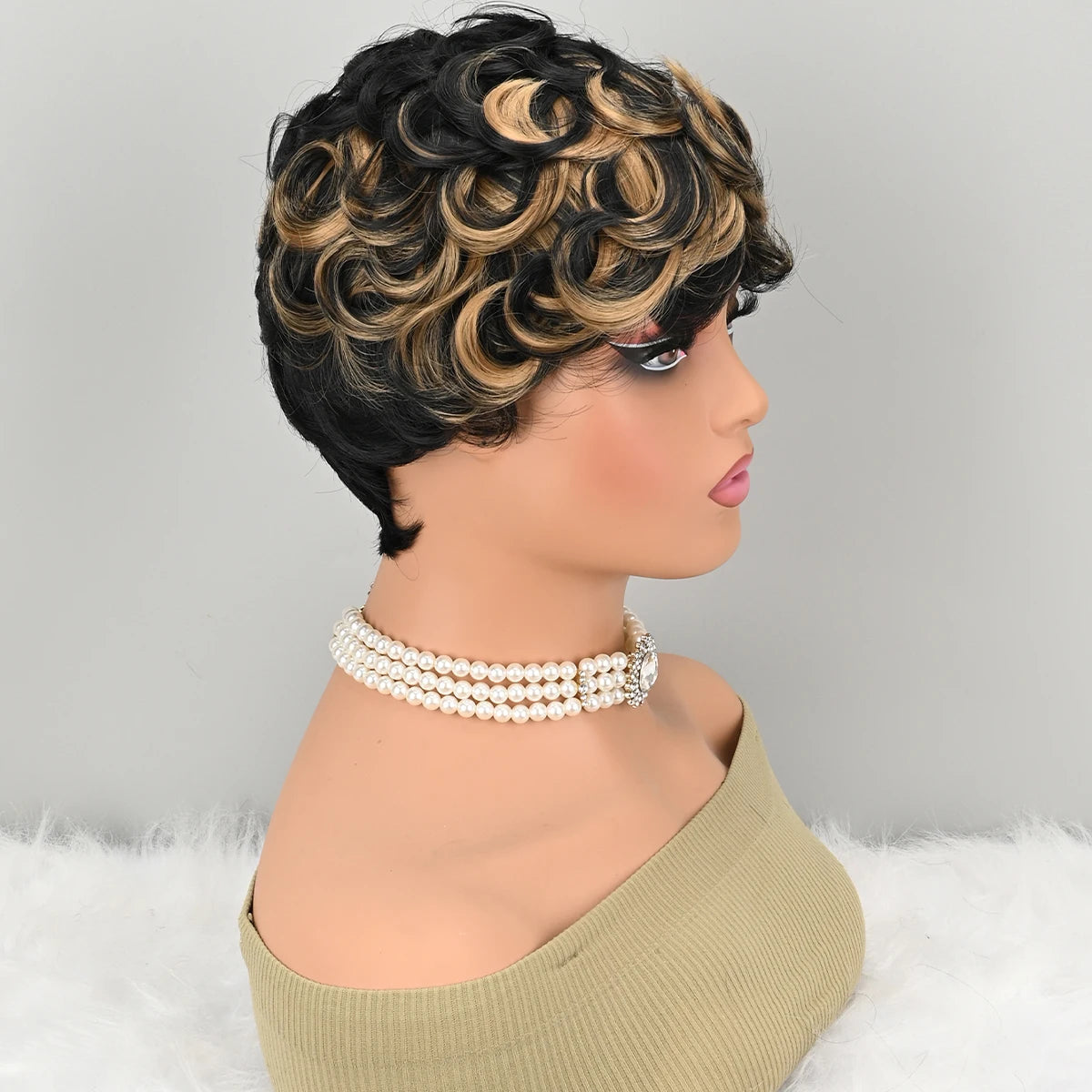 Premium Heat Resistant Short Curly Pixie Wig for Women