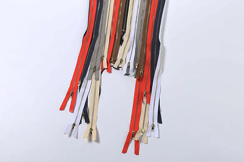 Multicolor Zipper Fringe Halter Top Backless Bodycon for Women